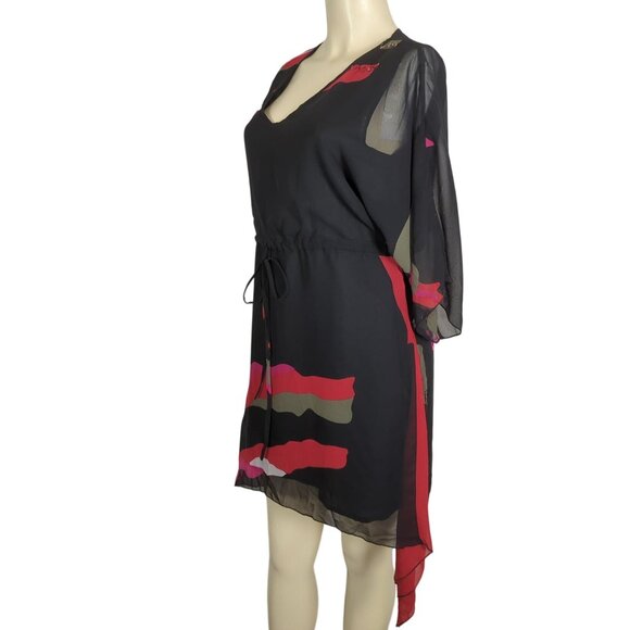 Silk Threads Sheer Black Tunic Dress Sz S With Abstract‎ Pattern Sequin Sleeve - Picture 6 of 16